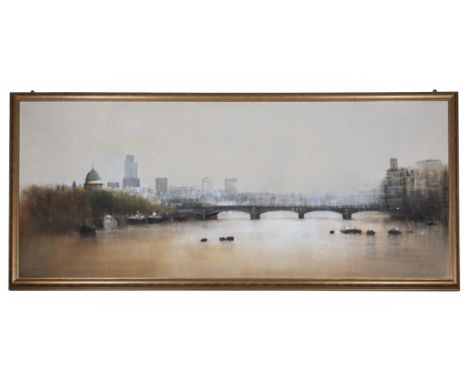 Anthony Robert Klitz (British 1917-2000) The City of London from The Thames, oil on canvas, signed lower right 'Klitz'.90cm x