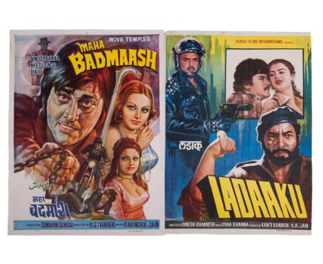 A collection of eleven Indian film posters The films comprising of "Maha Badmaash", "Ladaaku", "Rakshaa Bandhan", "Hera Pheri