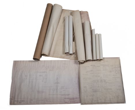 A collection of blueprint copies from the WG Armstrong Whitworth & Co Ltd factory To include a master diagram of Lockheed Hyd