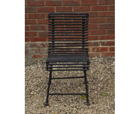 A late 19th century French "Arras" garden chair Black painted and with lion paw feet.41.5cm wide x 71cm highQty: 1In generall