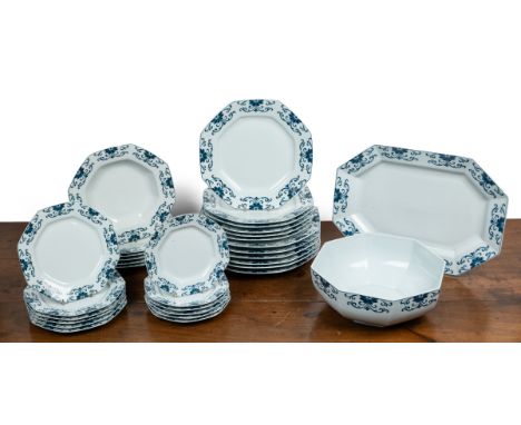 A Royal Chapus Limoges dinner service for six With soup bowls, dinner plates, side plates, dessert plates, starter plates, a 