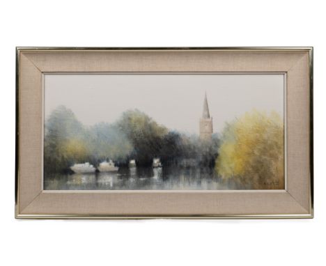 Anthony Robert Klitz (British 1917-2000) St Helen's Church, Abingdon, oil on canvas, Signed lower right 'Klitz'.73cm x 35cmQt