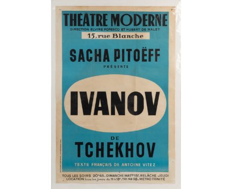 Two posters and an abstract composition  The first poster for Ivanov by De Tchekhov, to be performed at Le Théâtre Moderne, 1