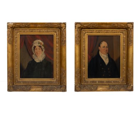 19th Century British School A pair of portraits, Joseph Ward Mayor of Warwick and his wife Mary Ward née Edwards. Oil on pane