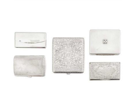 A continental cigarette case export marks for Czechoslovakia, marked 900, of curved rectangular form, all-over chased foliate