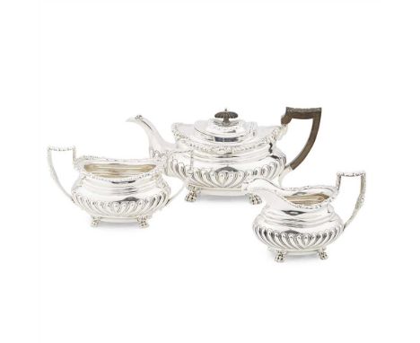 Y A matched late Victorian three piece tea service John Round &amp; Son Ltd., London, 1899, comprising; a tea pot, milk jug, 