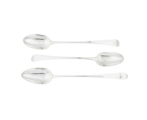 A George III Celtic Point basting spoon M.C., Edinburgh 1797, italic AM engraved to terminal; together with a basting spoon, 