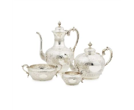 Y A Victorian four piece tea service Mappin &amp; Webb, Sheffield 1880, comprising water pot, teapot, twin handled sugar bowl