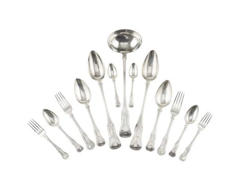 A large service of Scottish single struck flatware William &amp; Patrick Cunningham, mainly Edinburgh 1813, comprising a soup