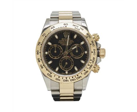 A gentleman's 18ct gold and stainless steel chronograph, Rolex Daytona Cosmograph, Oyster Perpetual, Superlative Chronometer,