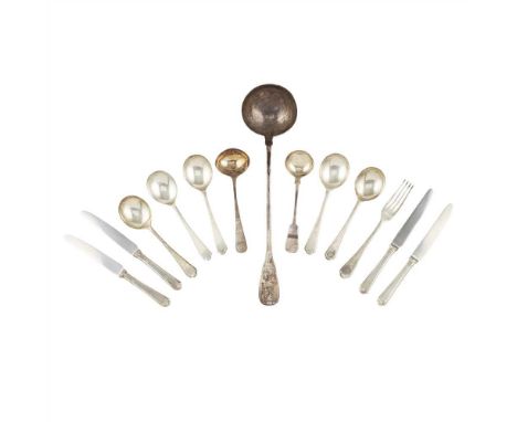 A William IV single struck soup ladle Robert Gray &amp; Son, Glasgow 1830, of Fiddle and Shell variant pattern; together with