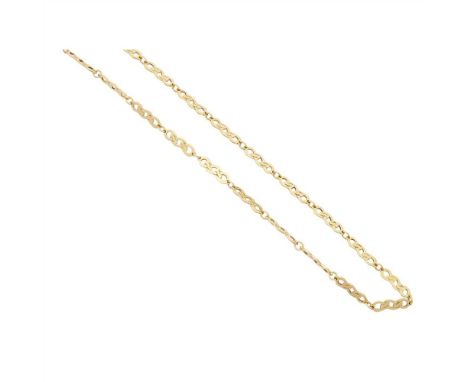 An 18ct Celtic style necklace composed of circular interwoven links, to a lobster clasp (Dimensions: Length: 27cm)(Length: 27