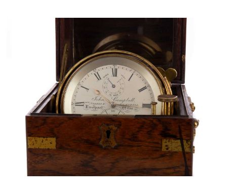 TWO-DAY MARINE CHRONOMETER BY JOHN CAMPBELL (LATE NORRIS &amp; CAMPBELL) OF LIVERPOOL,circa 1860-1870, the 3 1/2" silvered di