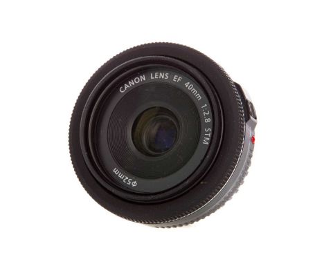 CANON EF 40MM 1:2.8 STM LENS,complete with front and rear capsMounting ring shows light signs of use, lens has a minimal amou