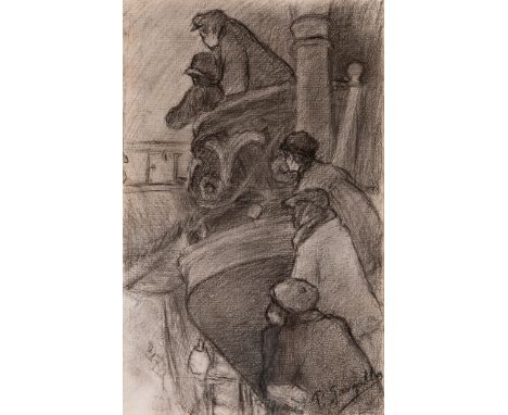 PABLO GARGALLO CATALÁN (Maella, Zaragoza, 1881 - Reus, Tarragona, 1934)."Music hall", c. 1889.Pencil on paper.Work reproduced