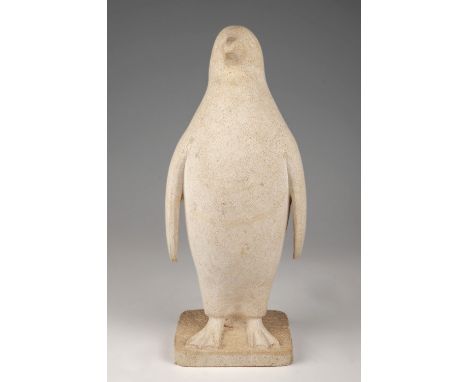 DAVID MESLY (Paris, 1918 - Paris, 2004)."Pingouin".Marble.Signed on the base.Size: 40 x 16 x 14 cm.The sculptor David Mesly, 