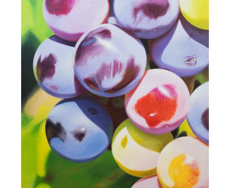 ISRAEL MELERO (Alfaro, La Rioja, 1986)."Grapes #12".Oil on panel.Signed in the lower right corner.With a certificate of authe