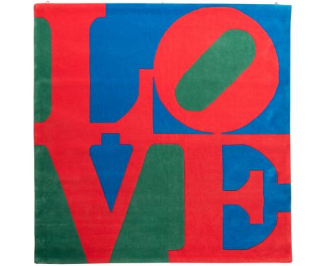 ROBERT INDIANA (New Castle, Indiana, USA, 1938 - Vinalhaven, Maine, USA, 2018)."LOVE.Handmade wool tapestry.Signed in the low