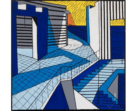 BAPTISTE LAURENT (Nantes, France, 1980)."Muraille Bleu", 2018.Attached certificate issued by the author.Acrylic and enamel on