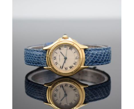 CARTIER Damenarmbanduhr Cougar in GG 750/000 Referenz 887906,  Schweiz um 1985, quarz, Boden 8-fach verschr., silb. Zifferbl.