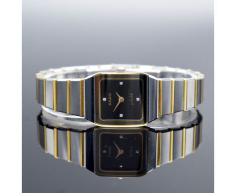 RADO Jubilé Damenarmbanduhr mit 4 Diamantindizes,  Schweiz um 1996, quarz, Ref. 204.0268.3, Stahlgeh. m. integr. Keramik/Gold