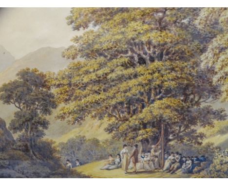 ATTRIBUTED TO WILLIAM MARSHALL CRAIG - titled verso 'Scene in Wales near Snowdon', unsigned watercolour study depicting a gro