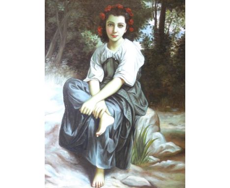 MODERN PAINTING - pretty girl in the moon light, 59 x 49cms