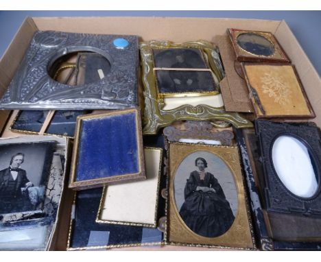 DAGUERREOTYPE PORTRAITS &amp; VINTAGE PHOTOGRAPH FRAMES in various compositions including a pewter example with inset ceramic