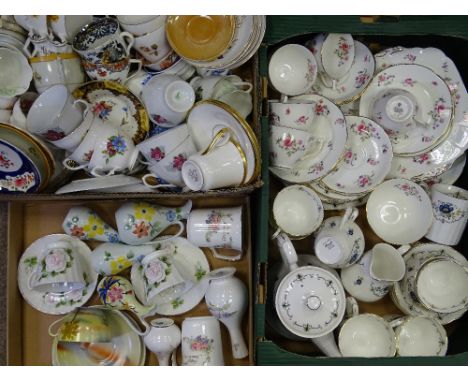 FLORAL DECORATED TEAWARE, decorative cups and saucers, Radford condiment set and other decorative bone china (3 boxes)