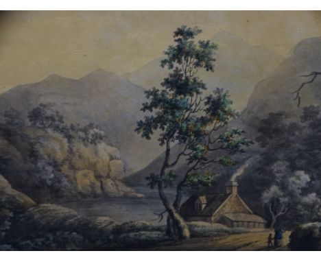 THOMAS WALMESLEY circa 1792 watercolour - view of the River Dee near Bala, unsigned with gallery label verso for Myles K Wynn