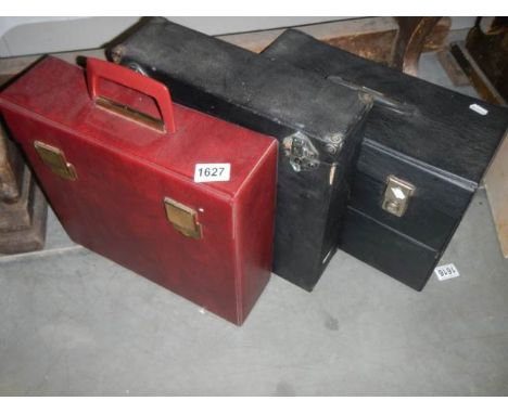 Four vintage LP record cases.