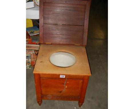 An old mahogany commode with liner (chip in liner), COLLECT ONLY.