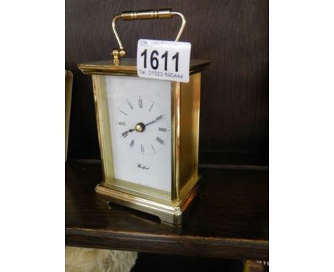 A late 20th century brass carriage clock.
