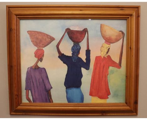 A pine framed African print, after Kettis.  