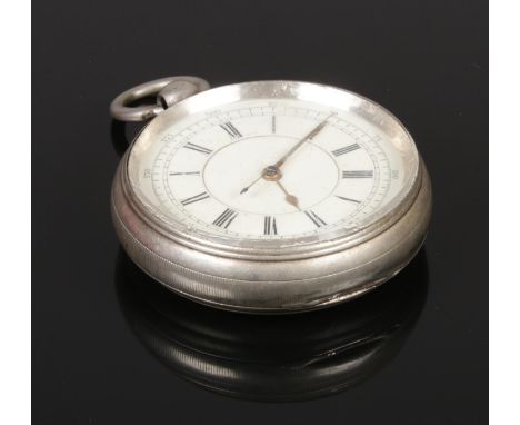 A Victorian silver cased centre seconds chronograph pocket watch, assayed Birmingham 1896.  No key, possibly not running.