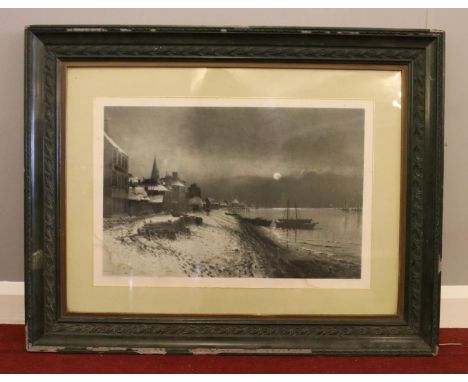 A framed and glazed photogravure print by 'Frithjof Smith-Hald'. H: 34.5cm, W:52.5cm.  Condition of print good, frame is slig