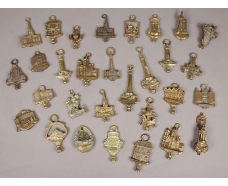 A quantity of decorative cast brass button hook handles.  