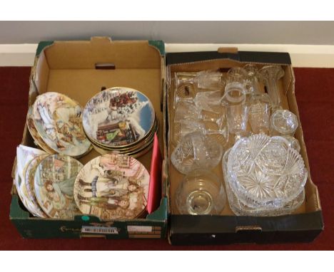 Two boxes of miscellaneous. Cut crystal glassware candlesticks, bowls, drinking glasses examples etc, Royal Worcester &amp; H