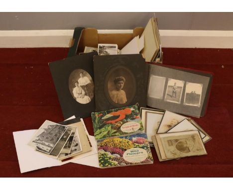 A box of Ephemera. Possibly from two local families Staveley Chesterfield, Black &amp; White photographs of soldiers and army