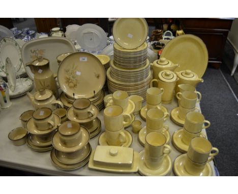 A Denby Memories pattern tea and dinner service for six;  a Poole dinner service 