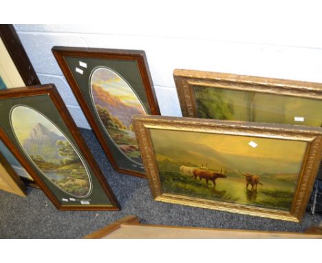 An early twentieth century coloured print, The Afterglow, others (4)