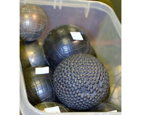 Nine various carpet bowls