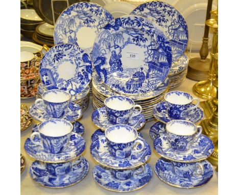 A Royal Crown Derby Mikado pattern dinner and tea ware comprising; 12 teacups and saucers,  12 shallow bowls,  20 desert plat