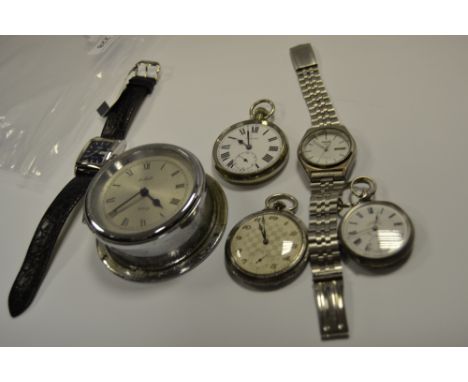 A   silver cased open face pocket watch, subsidiary dial, Roman numerals;  another; Medana pocket watch, Seiko automatic wris