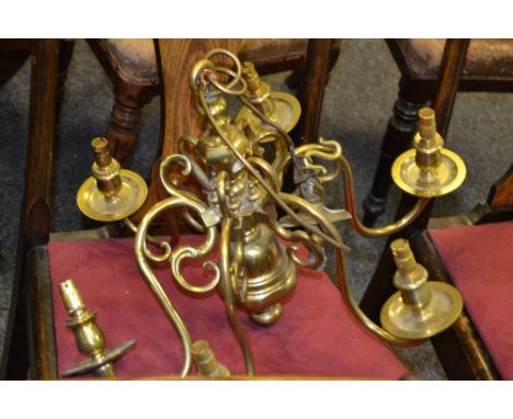 A 17th century style brass six branch ceiling light 