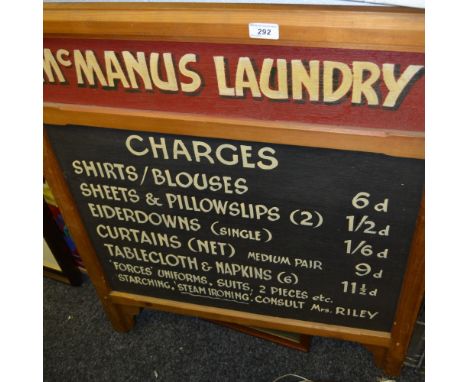 Advertising - a vintage advertising board for Mc Manus laundry
