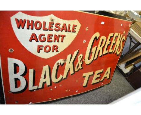 Advertising - a vintage tin plate advertising sign for Black and Green's Tea.