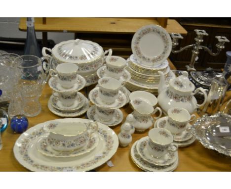 A Paragon Meadowvale pattern tea and dinner service, for six, comprising two tureens, teapot, milk jug and sugar bowl, dinner