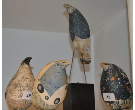 Contemporary Art - a Cornish school ceramic stylised gull, others, impressed with makers marks (4)