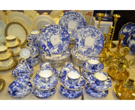 A Royal Crown Derby Mikado pattern dinner and tea ware comprising; 18 teacups and saucers,  14 shallow bowls,  20 dessert pla